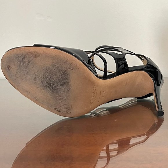 EUC Jimmy Choo Ren 100 Cut Out Black Leather Heels - Picture 11 of 13